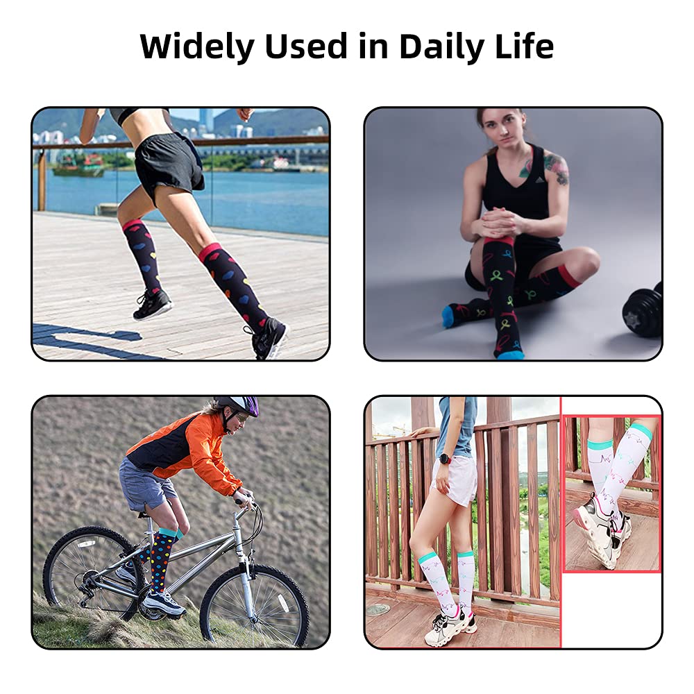 Chaussettes de compression pour femmes et hommes, 7 paires de bas de compression médicaux Chaussettes de soutien 15-20 mmHg pour l'athlétisme, les varices, la course, le cyclisme, la randonnée