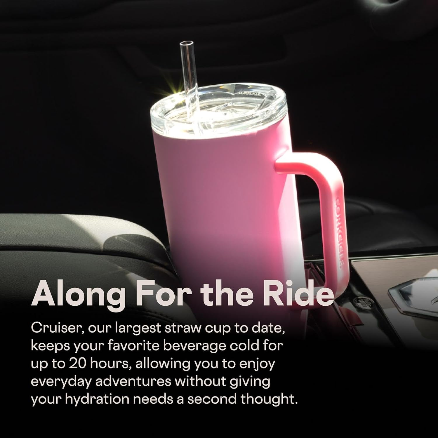 Corkcicle Cruiser Insulated Tumbler - Keeps Drinks Cold 20 Hours - Triple-Insulated Stainless Steel - Spill-Proof Lid - Summer Drinkware Gift - Keeps Drinks Ice Cold - 40 oz - Sun-Soaked Pink - Image 6