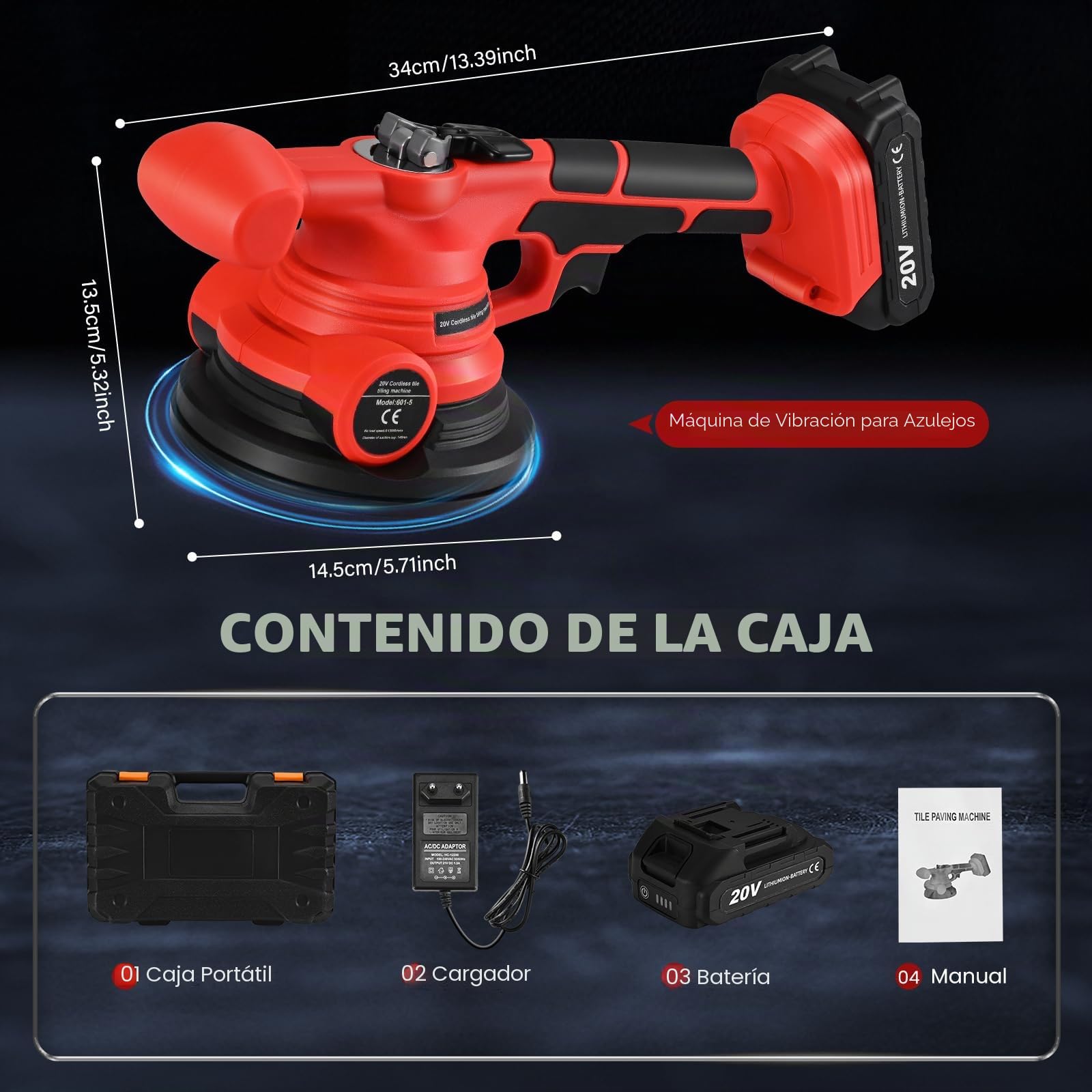 Baldosas máquina eléctrica vibrador con bolsa de succión de 145 mm 0-18000 rpm Control de velocidad continuo Herramienta de vibración para colocar azulejos de pared