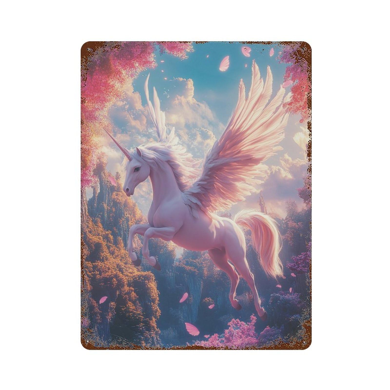 Pegasus Flying Fantasy Vintage Metal Tin Sign 15.7"x11.8", Ideal for Living Room, Hallway And Home Decor