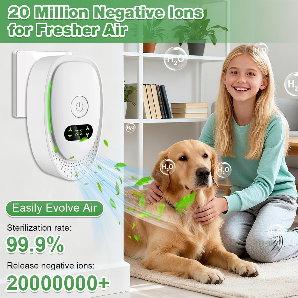 Plug-In Negative Ion Air Purifier, 2 Pack Plug in Air Purifier, Portable Mini Ioniser for Home, Quiet Plug In Air Purifiers For Home for Bedroom, Kitchen, Toilets, Pets, Smoke Odor Removal — view 3