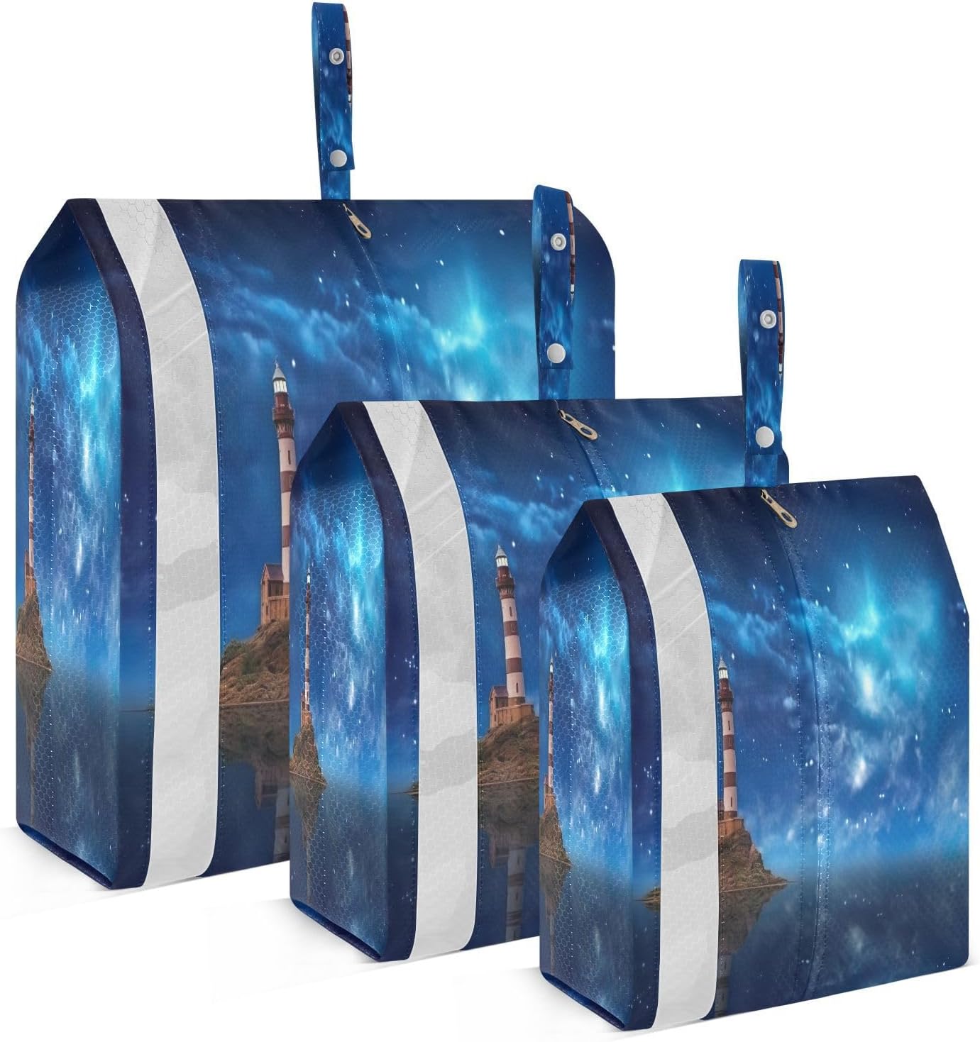 Neasatuwa 3 Set Lighthouse Travel Packing Organizers Waterproof Lightweight Organizer for Travel Accessories Luggage