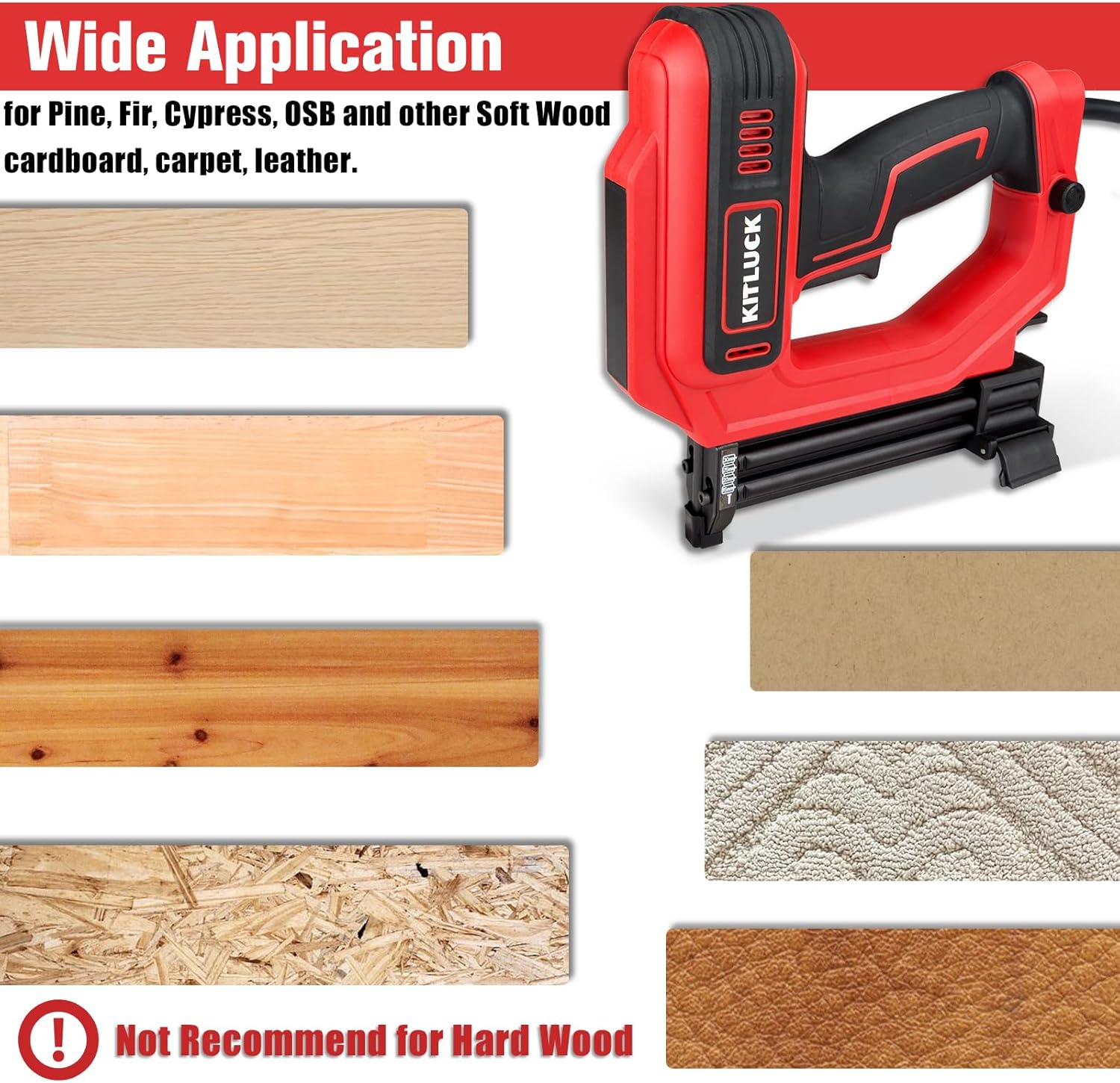 KITLUCK Brad Nailer, 2 in 1 120V Electric Staple Gun/Nail Gun with 1400pcs 18 Gauge Straight Nails and 400pcs Narrow Crown Staples for Woodworking, DIY Projects, Carpentry and Light Upholstery