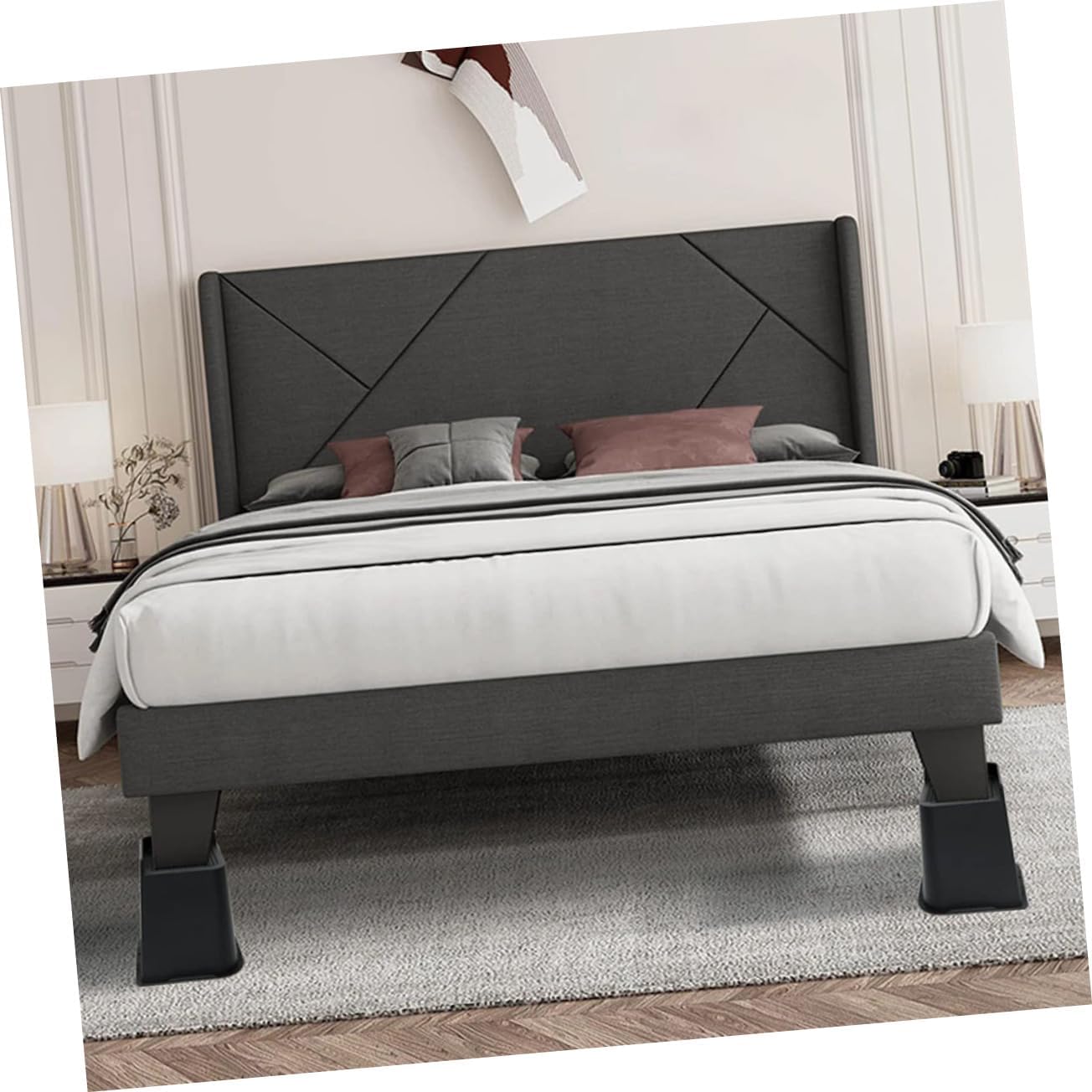 4Pcs Skid Furniture Feet Risers for Bed Sofa Table Appliances Durable Rubber Design for Enhanced Stability and Height for Home Use