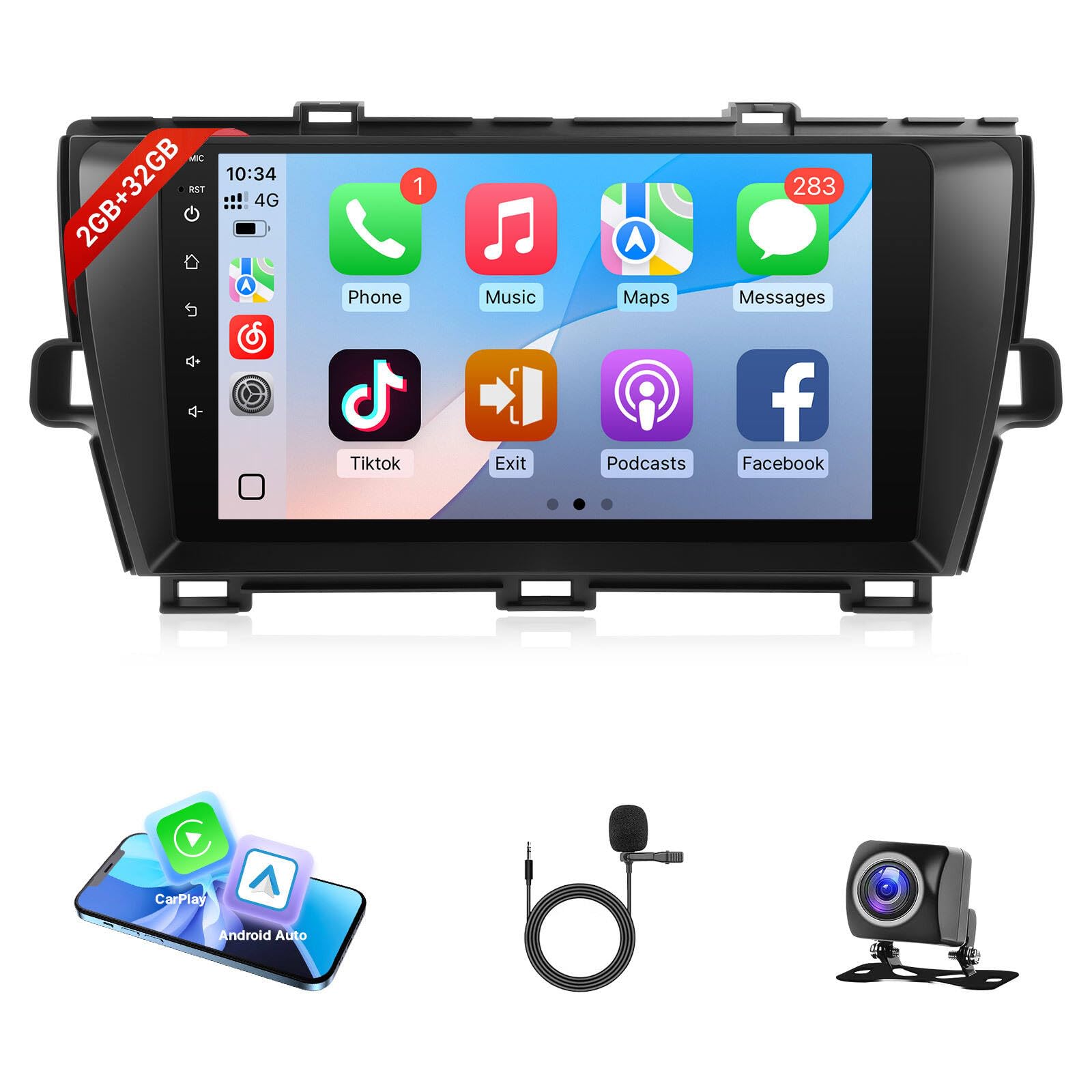 Photo 1 of Leadfan Carplay for Toyota Prius 2010 2011 2012 2013 2014 2015 Car Radio, 9 inch Touchscreen Stereo for Prius Wireless Carplay Android Auto WiFi GPS Bluetooth FM SWC+Backup Camera(No JBL&Large Screen)