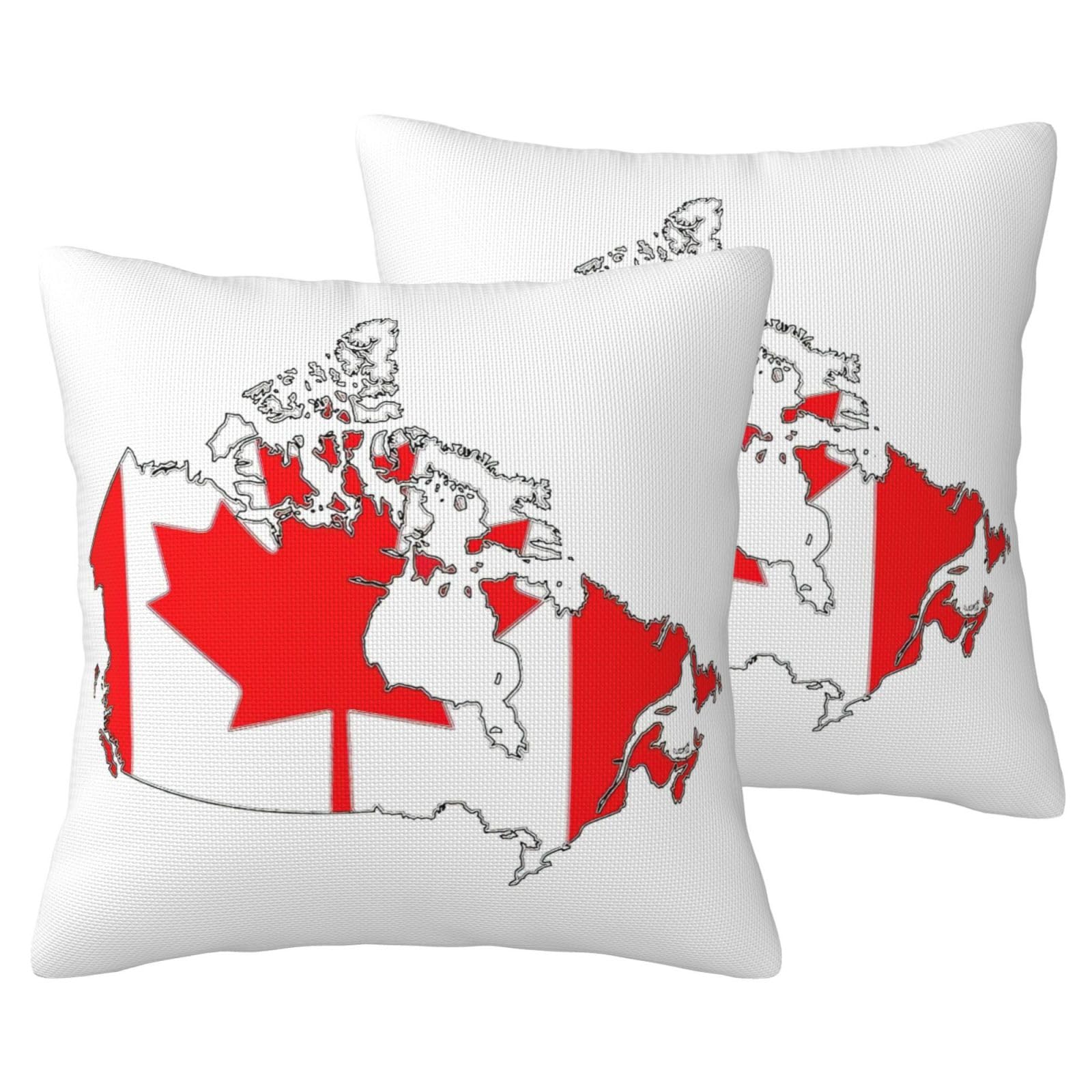 Taies d'oreiller carte du Canada lot de 2 en imitation lin pour lit et canapé