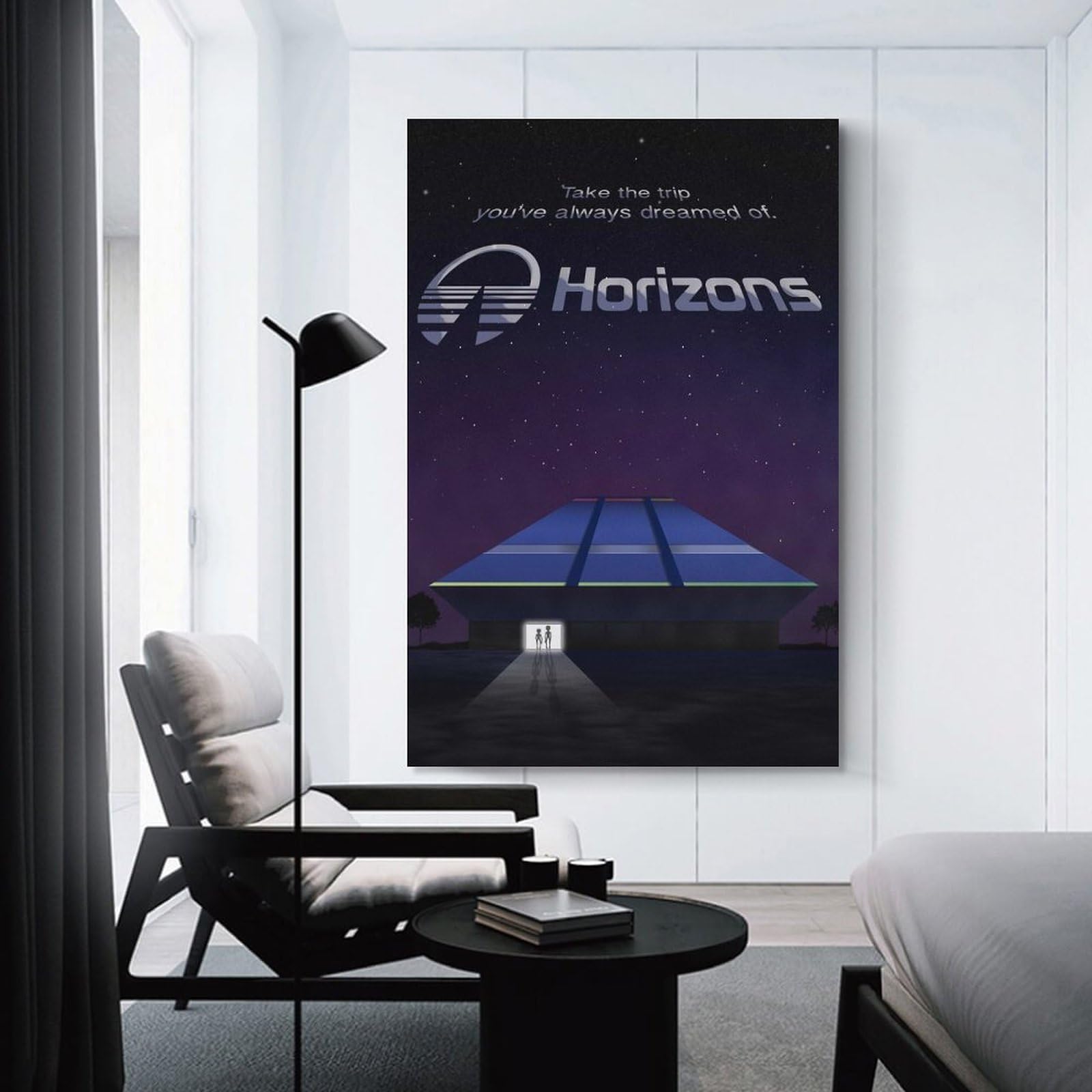 Junmoney Horizons Futuristic Travel Canvas Wall Art 20x30inch(50x75cm), for Home Lounge, Bedroom Or Reading Nook, Eye Catching Artwork for Blank Walls
