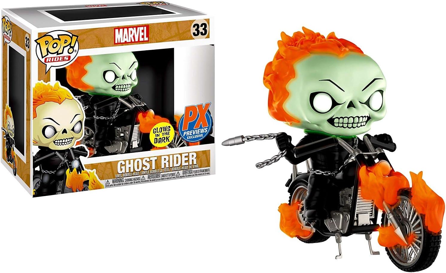 Funko Pop! Rides: Marvel Classic Ghost Rider with Bike (Glow in The Dark Version) Vinyl Figure