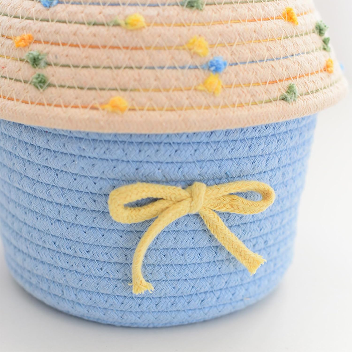 Woven Storage Basket with Lid, Cute House Basket, House Shape Woven Storage Basket, Sundries Container, for Bedroom and Living Room (StyleC)