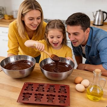 Bear Shape Silicone Cake Mould, Gummy Bear Mould, Gummy Moulds, Jelly Mould, 8 Cavity Fluted Cake Pop Mould, Nonstick Baking Bakeware Reusable Silicone Mold for Pastry, Dessert, Soap, Muffin, Bread