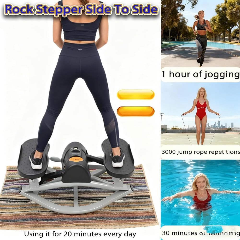 Rock Stepper de lado a lado, mecedora para hacer ejercicio en casa, con pantalla digital, máquina de entrenamiento para piernas y glúteos, mini The Rock Stepper para el hogar, apartamento, oficina