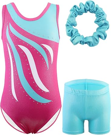 EQSJIU Gymnastics Leotard Girl Little Big Kids Tumbling Dance Unitards Biketards Activewear 2-10 Years