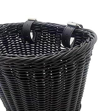 FASHIONMYDAY Wicker Kids Bike Basket Portable Bicycle Front Wicker for Girls Boys Outdoor Black |Sporting Goods Cycling Bicycle Accessories |Baskets