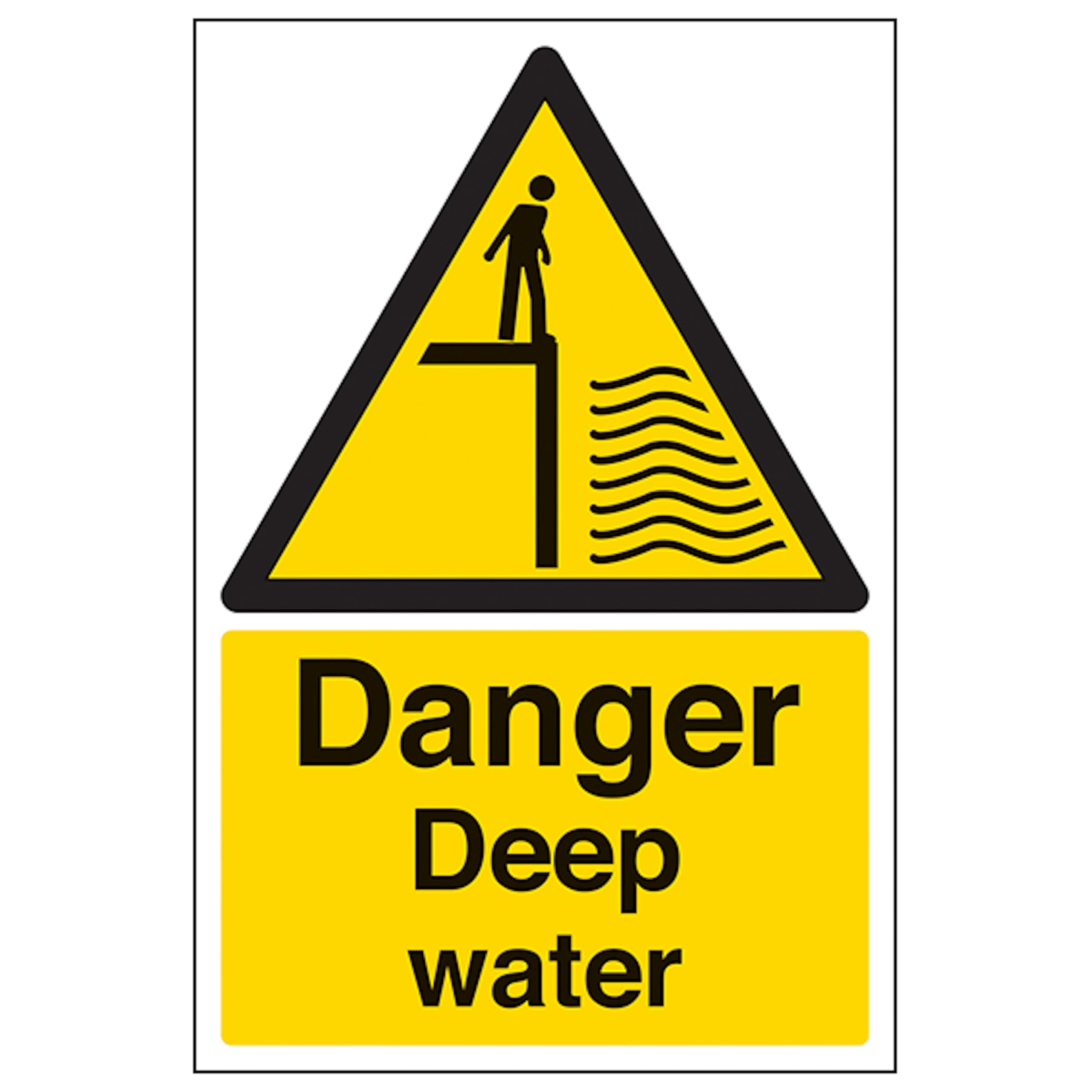 V Safety Danger Deep Water - Portrait 300 x 400mm - 3mm Aluminium Composite Safety Sign