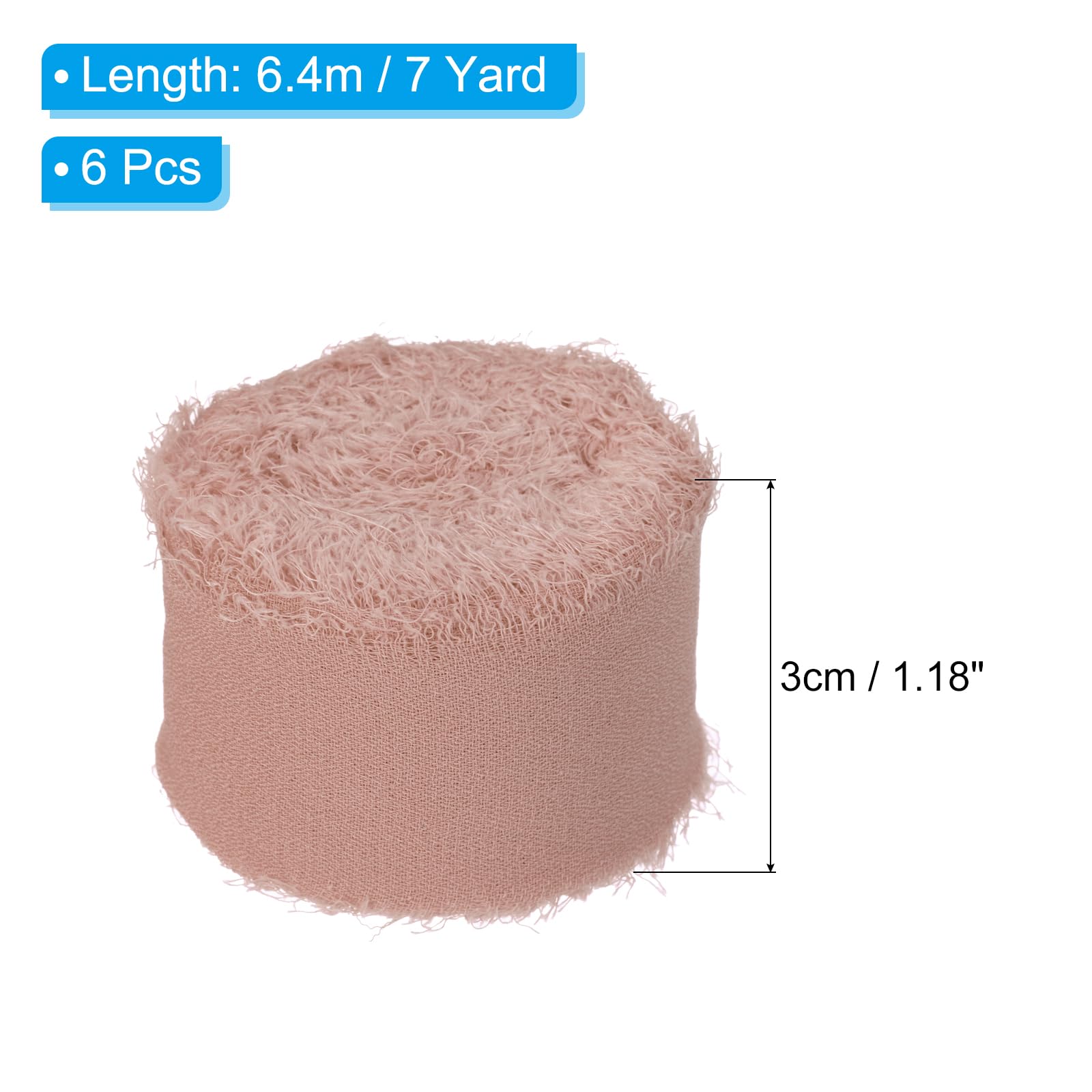 PATIKIL 1" x 7 Yards Chiffon Silk Ribbon, 6 Rolls Handmade Fringe Fabric for Wedding Invitations Bridal Bouquets - Image 2