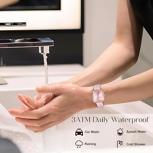 Miniatura 4 de Relojes para mujer, reloj cuadrado de cuero para mujer con elegante diseño de esfera elegante, reloj impermeable diario, reloj analógico de cuarzo