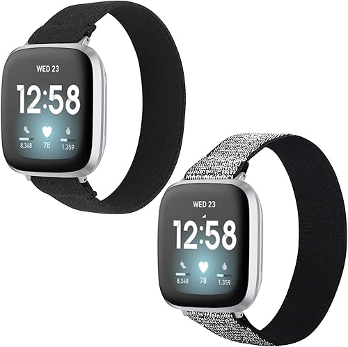 Miniatura 1 de TOYOUTHS Paquete de 2 bandas compatibles con Fitbit Versa 3 bandas de repuesto para Fitbit Sense, correa elástica, de nailon, a la moda, para