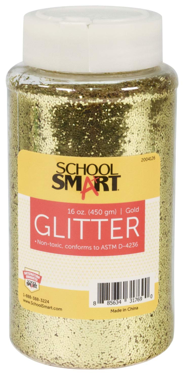 School Smart Craft Glitter, 1 Pound Jar, Gold