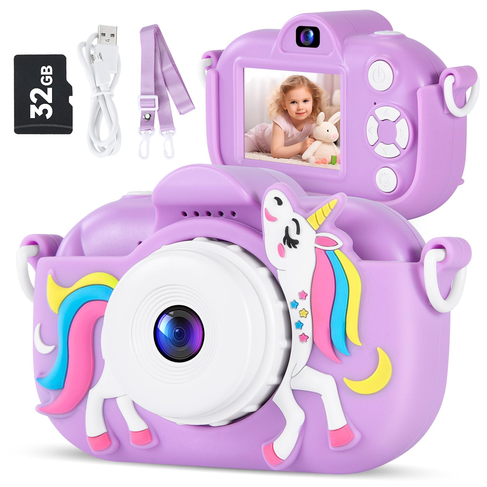 Kids Camera Digital Camera for Age 3-8, 1080P Toddler Camera for Kid with 32GB SD Card, Toddler Girls Toys Age 6-8, Christmas Birthday Gifts for ChildrenKids Camera Digital Camera for Age 3-8, 1080P Toddl…