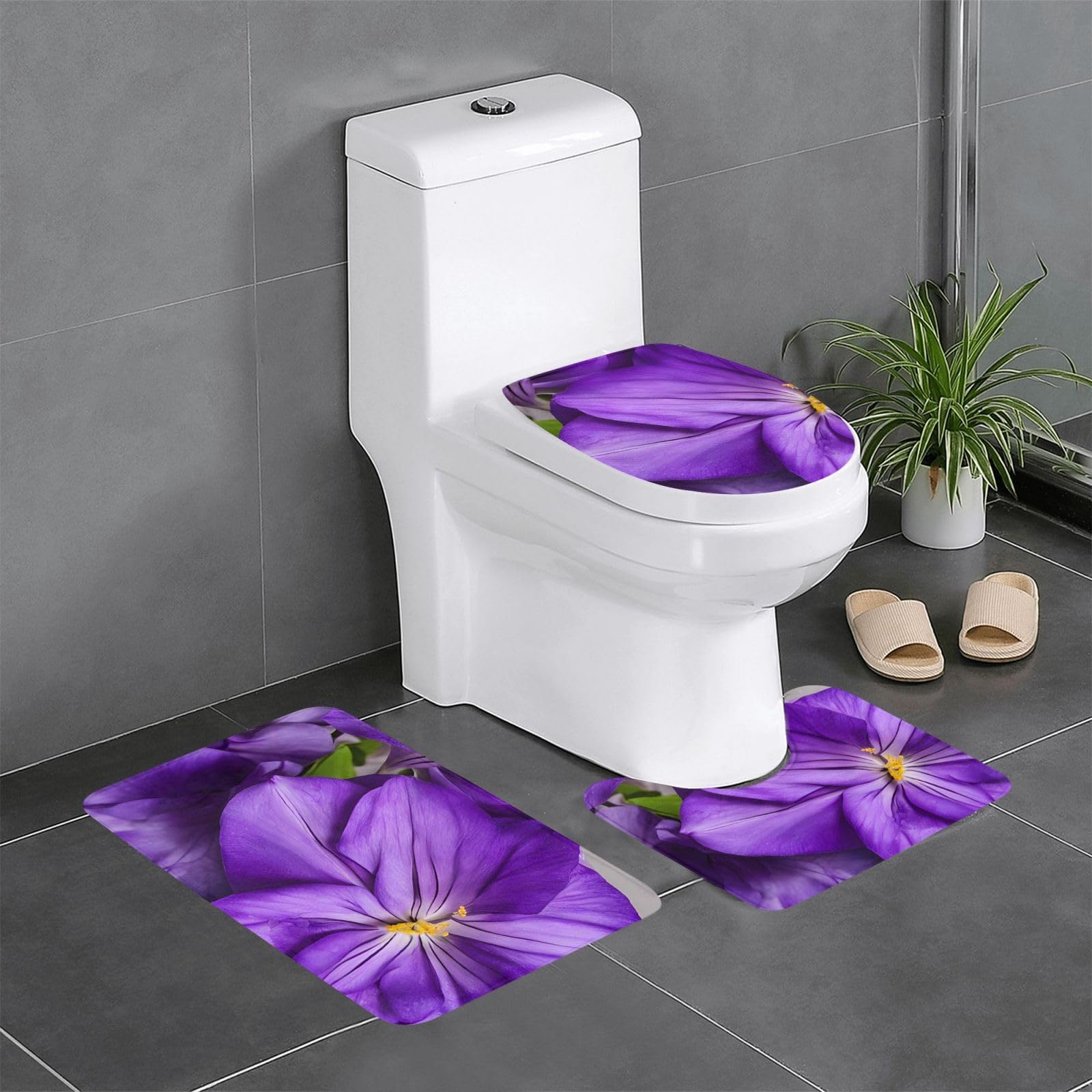 Tapis de salle de bain anti-glisse violet pour sols humides