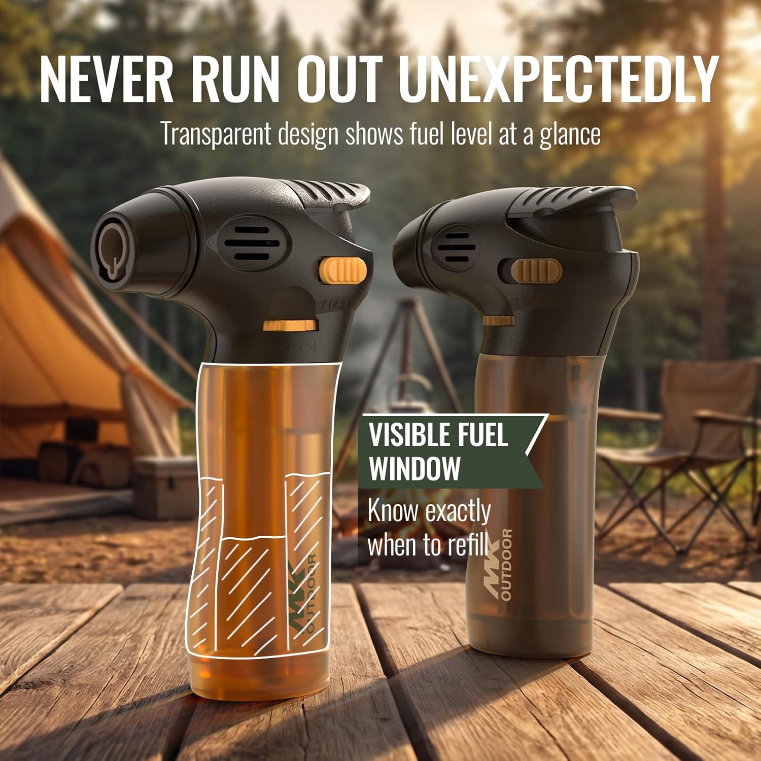 MK Torch Lighters 4 Pack, Jet Flame, Refillable Windproof Lighters, for Candle, Fireplace, Grill, Kitchen, BBQ, Outdoor Series Navigator (Gas Included)