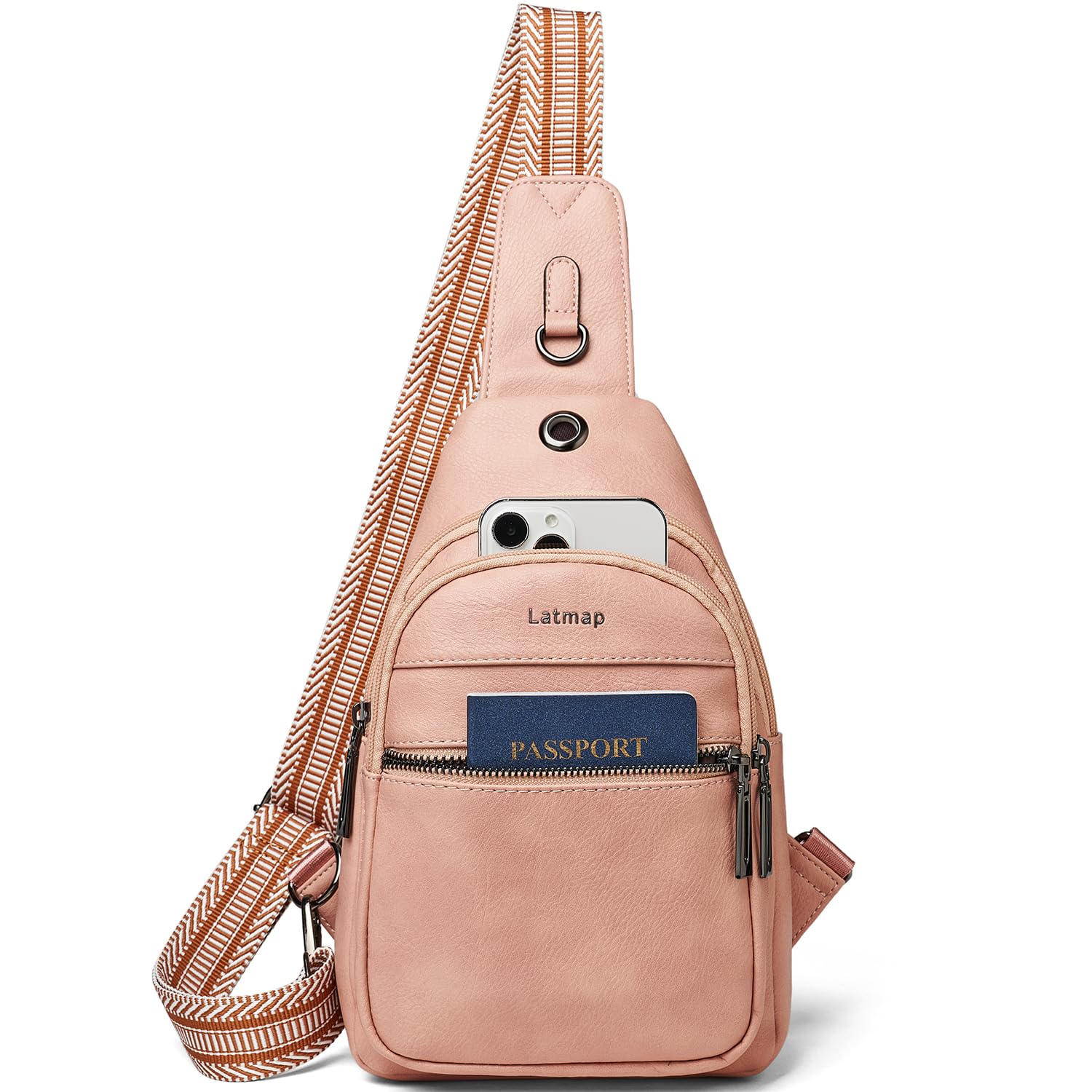 LATMAP Sling Bag For Women Faux Leather Small Casual Daypack Backpack Fanny Pack Crossbody Chest Bags Purse