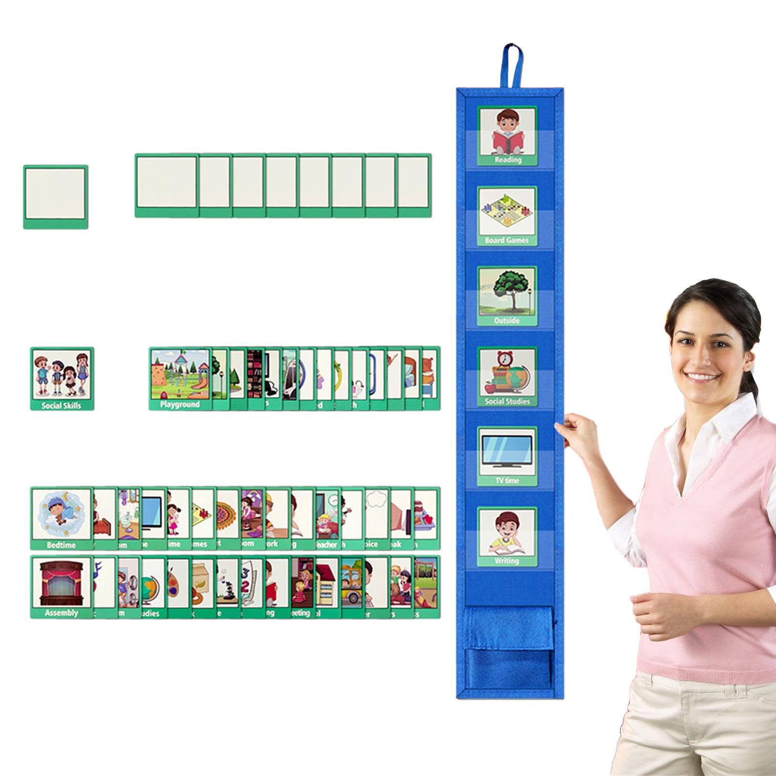 Programma Visivo per Bambini Tabella della Routine Quotidiana Calendario con 45 Carte di Attività