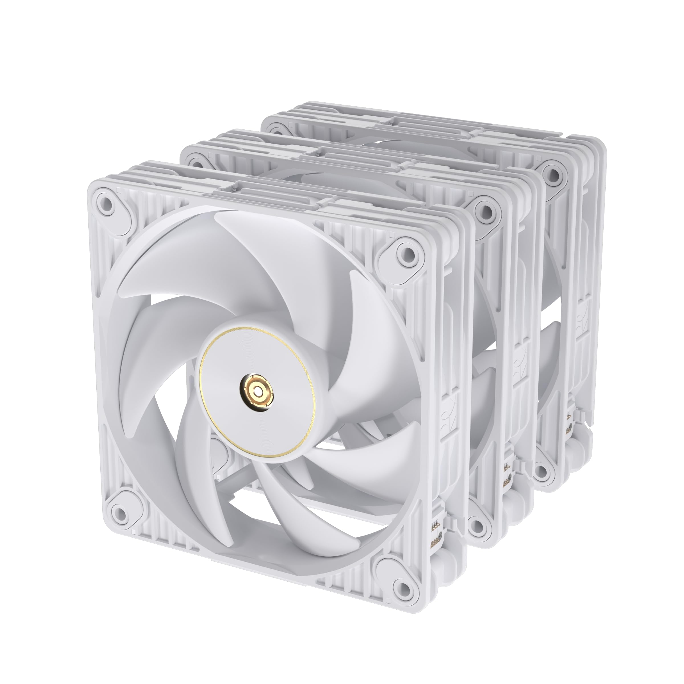 ASUS ProArt PF120 White Edition - Confezione da 3 ventole PWM da 120 mm, 3000 giri/min, flusso d'aria elevato/pressione statica, catena a margherita, controller