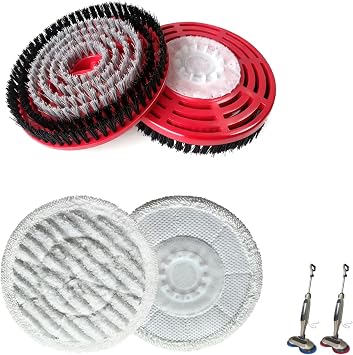 Steam Mop Pads Replacement for Shark Steam Mop S7001/S8201/S8001/S7000, Upgraded Nylon Scrubbing Pads with Microfiber, Rotating Scrub Brush for Hardwood Tile Floor, Washable Reusable