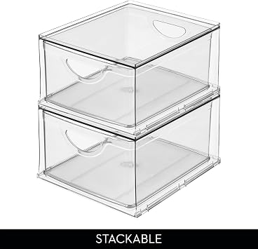 iDesign Clear Plastic Storage Drawer, Stackable Organizer for Bathroom Counter, Vanity, or Under-Sink