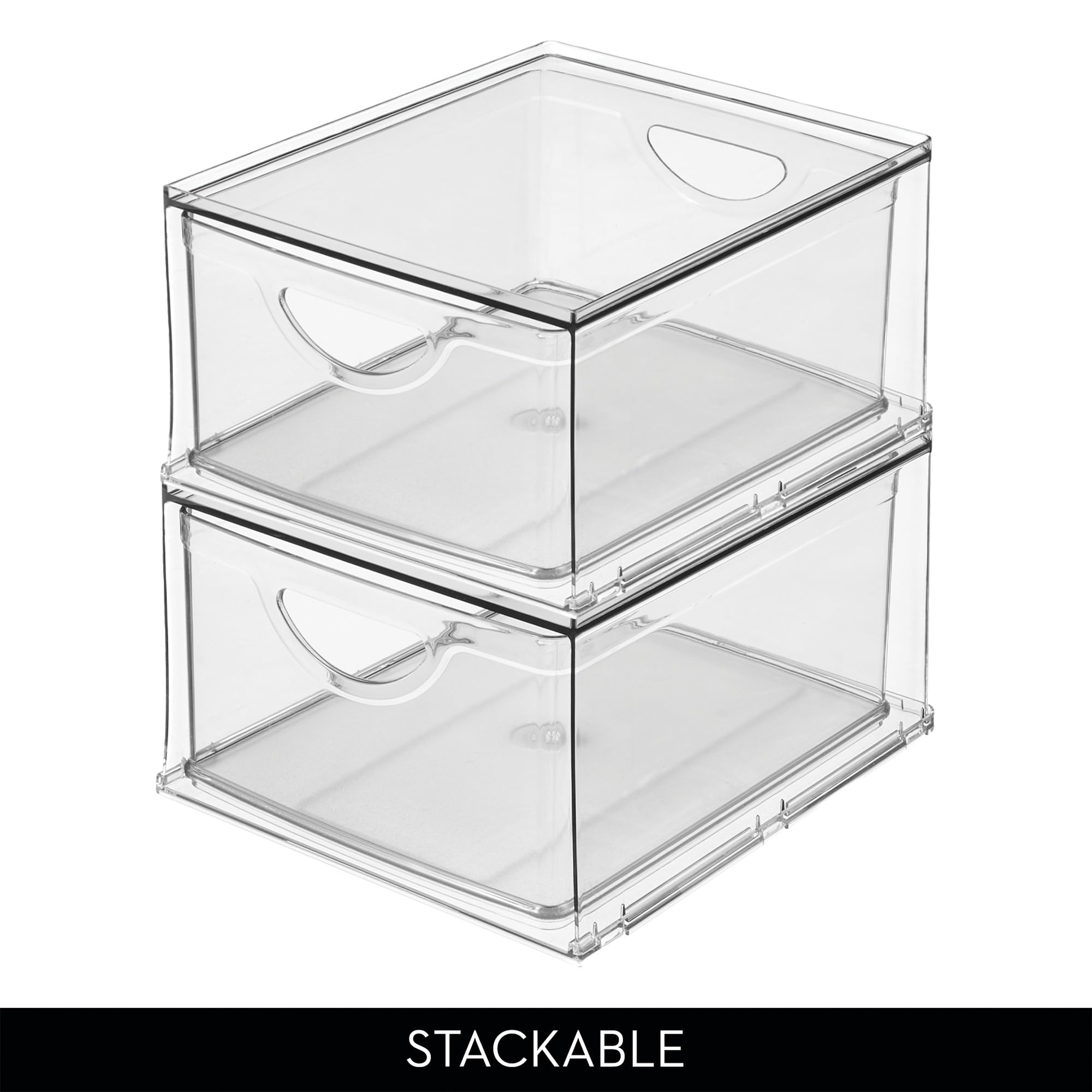 IDesign Cestino Portaoggetti In Plastica Riciclata Con Cassetto | 26,5x22,4x14,6 Cm | Trasparente - 2