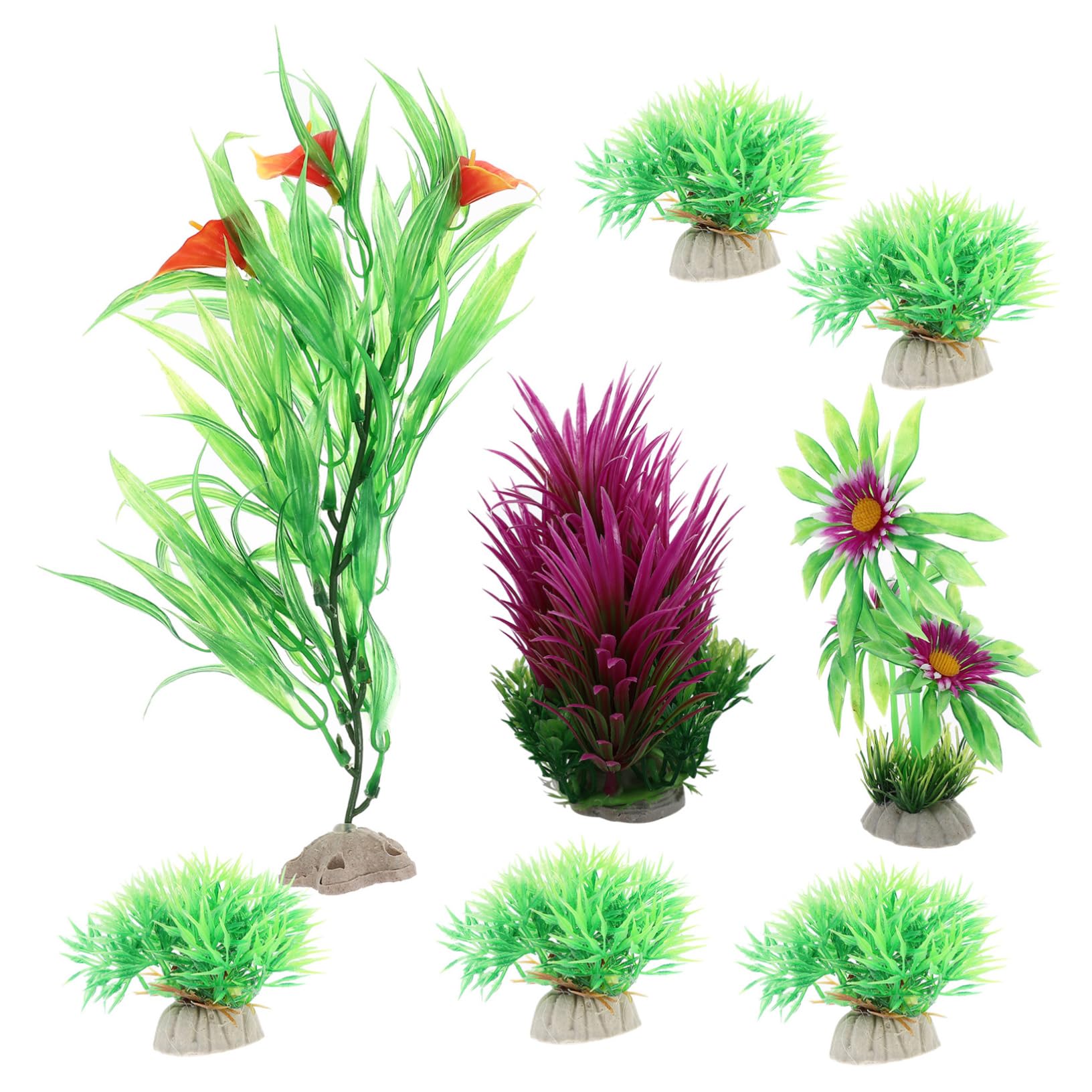 Hohopeti 8 Piezas De Agua De Acuario Decoración De Plantas De Pecera De Cría De Peces Planta Artificial Decorativa De Acuario Falso Plantas Acuáticas Artificiales El Plastico Pecera Pequeña