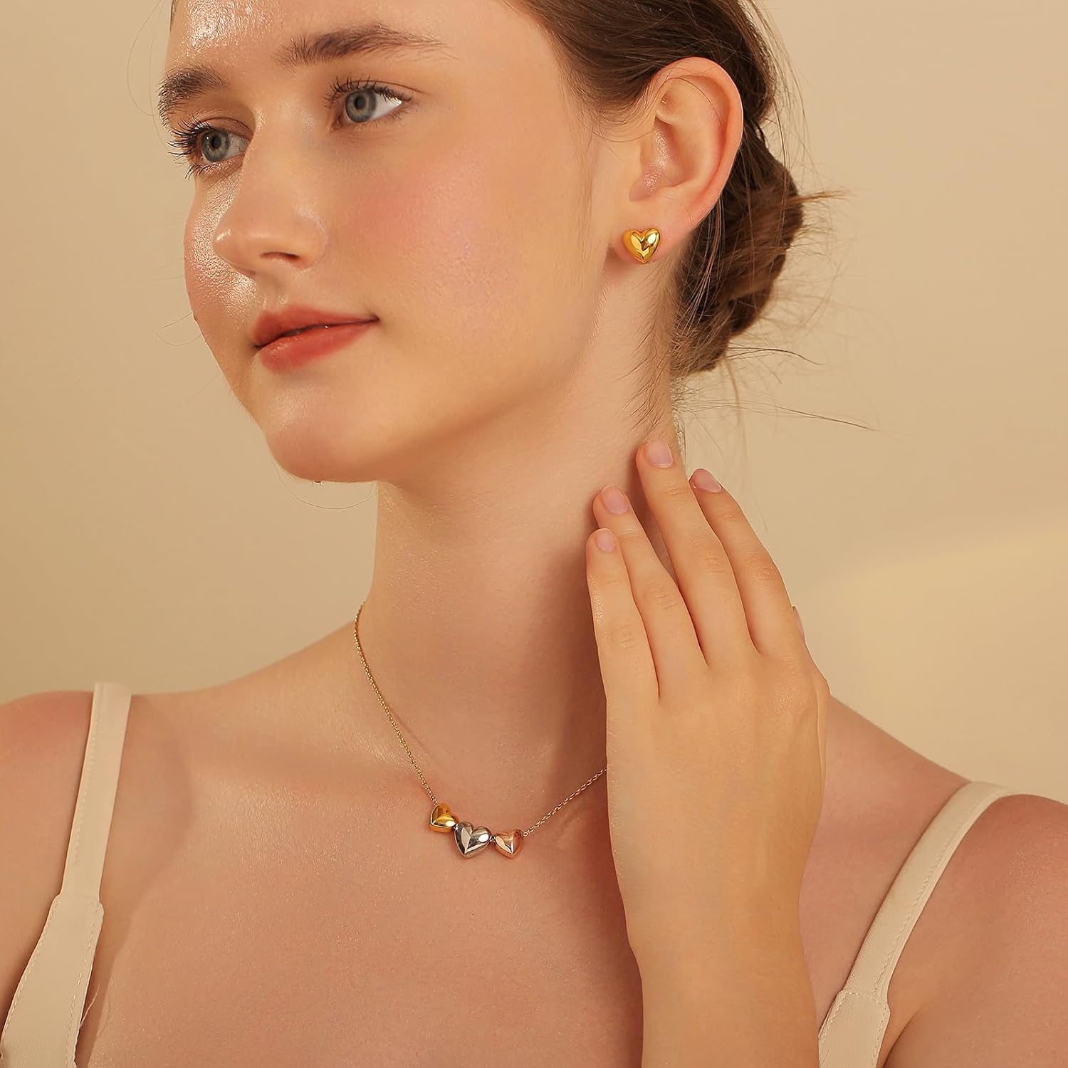 Dainty Geometric Jewelry Set for Women - Stainless Steel Necklace & Earrings Minimalist Matching Set - Image 2