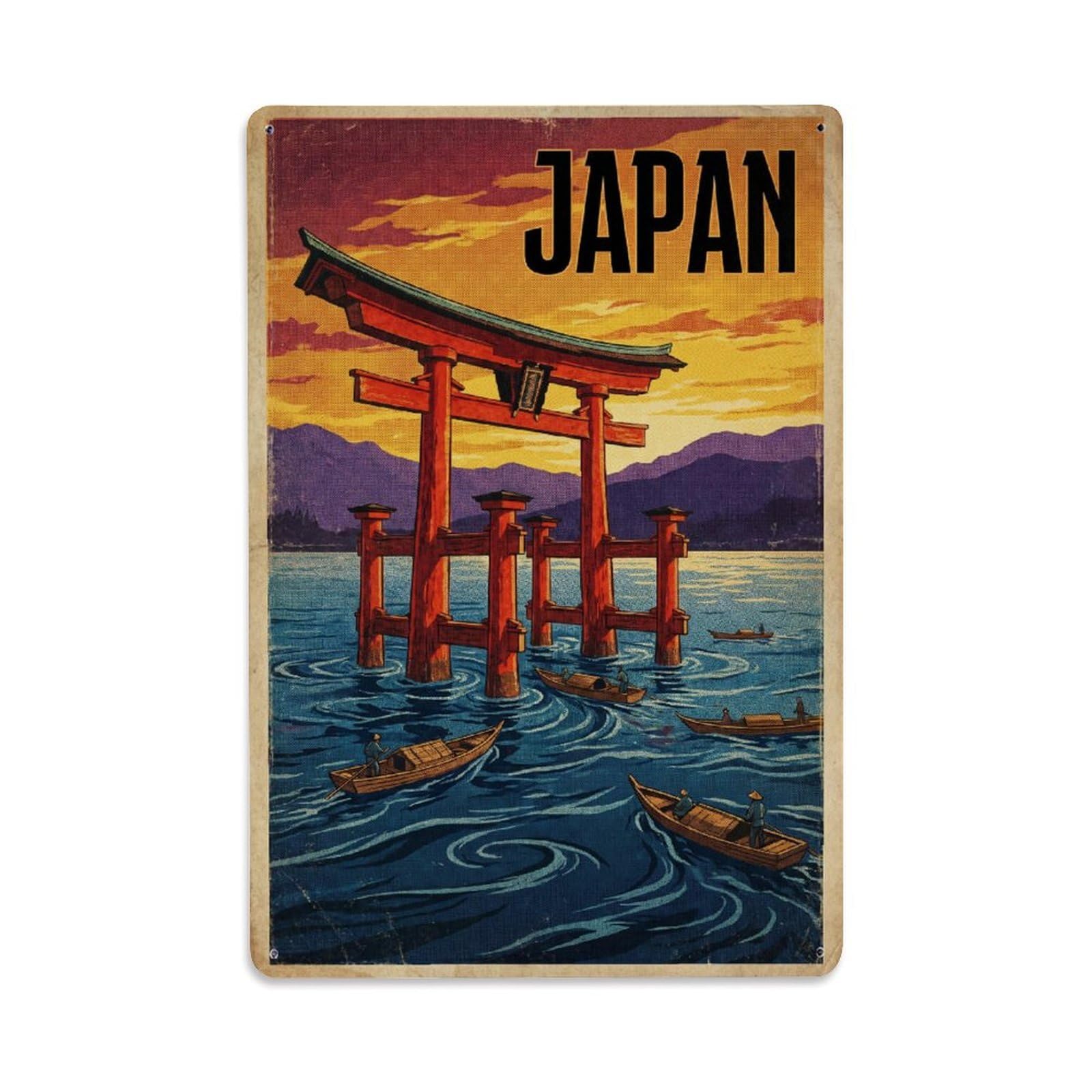 Metal Tin Sign Vintage Travel Japan Itsukushima