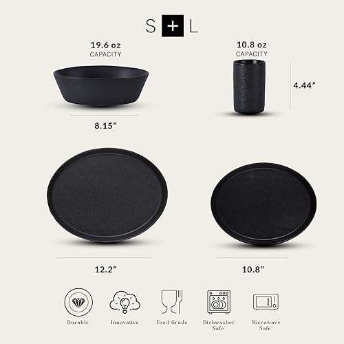 Miniatura 2 de Stone by Mercer Project KATACHI - Juego de vajilla de gres de 32 piezas, color carbón