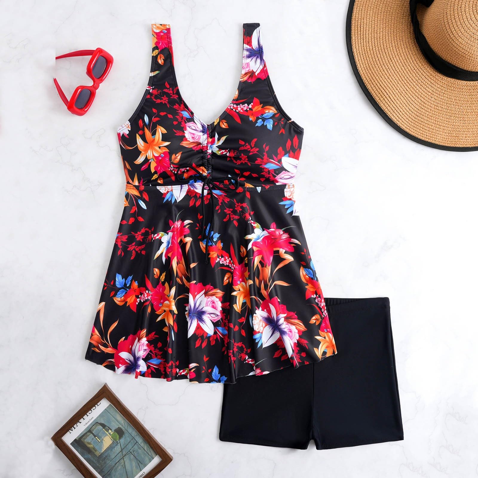 Generisch Bikini triángulo TankiniBadeanzug mit Blumenmuster,zweiteilig,bestehend Bikinihose Bikinioberteil