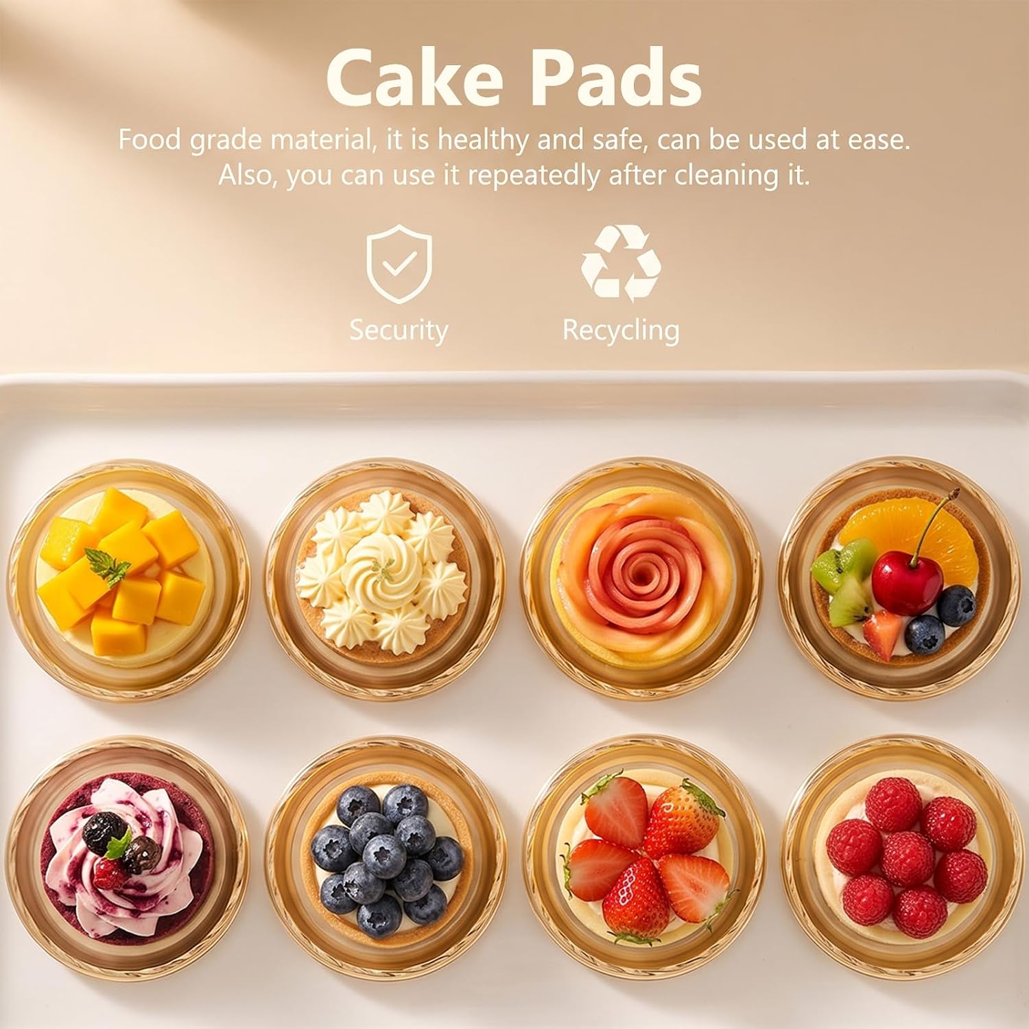 100pcs Mini Dessert Plates 3.5 Inch Round Gold Plastic Cake Stand