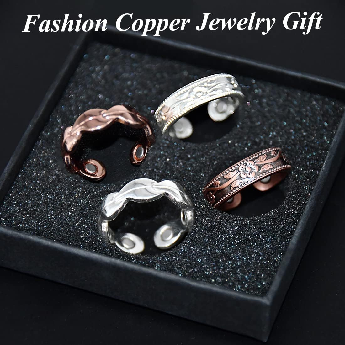 4PCS Copper Rings for Women Pure Copper Magnetic Ring Strong Magnet Adjustable Thumb Fingers Ring