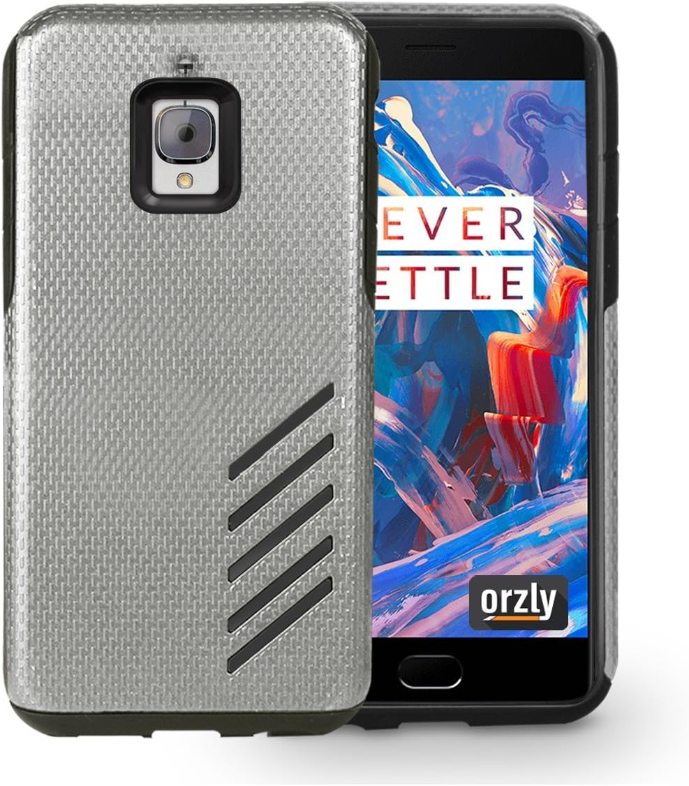 Orzly OnePlus 3 / OnePlus 3T Case Grip-Pro Case for OnePlus 3 Smartphone (Original 2016 Model & OnePlus 3T Version) - Durable & Light-Weight Twin Layer Case for Added Grip & Protection - Silver