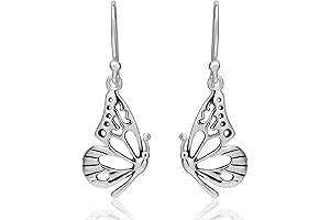 Sparkling Butterfly Wings Earrings for Women, Sterling Silver Plated Elegant Dangle Hook Earrings