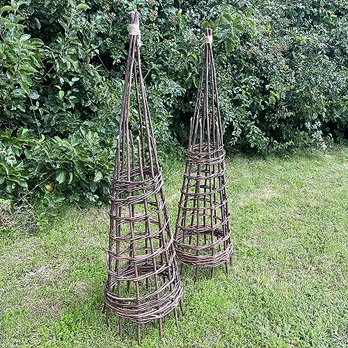 Selections Rustic Willow Garden Obelisk Plant Support for Climbers (1.15m high) - Pack of 2