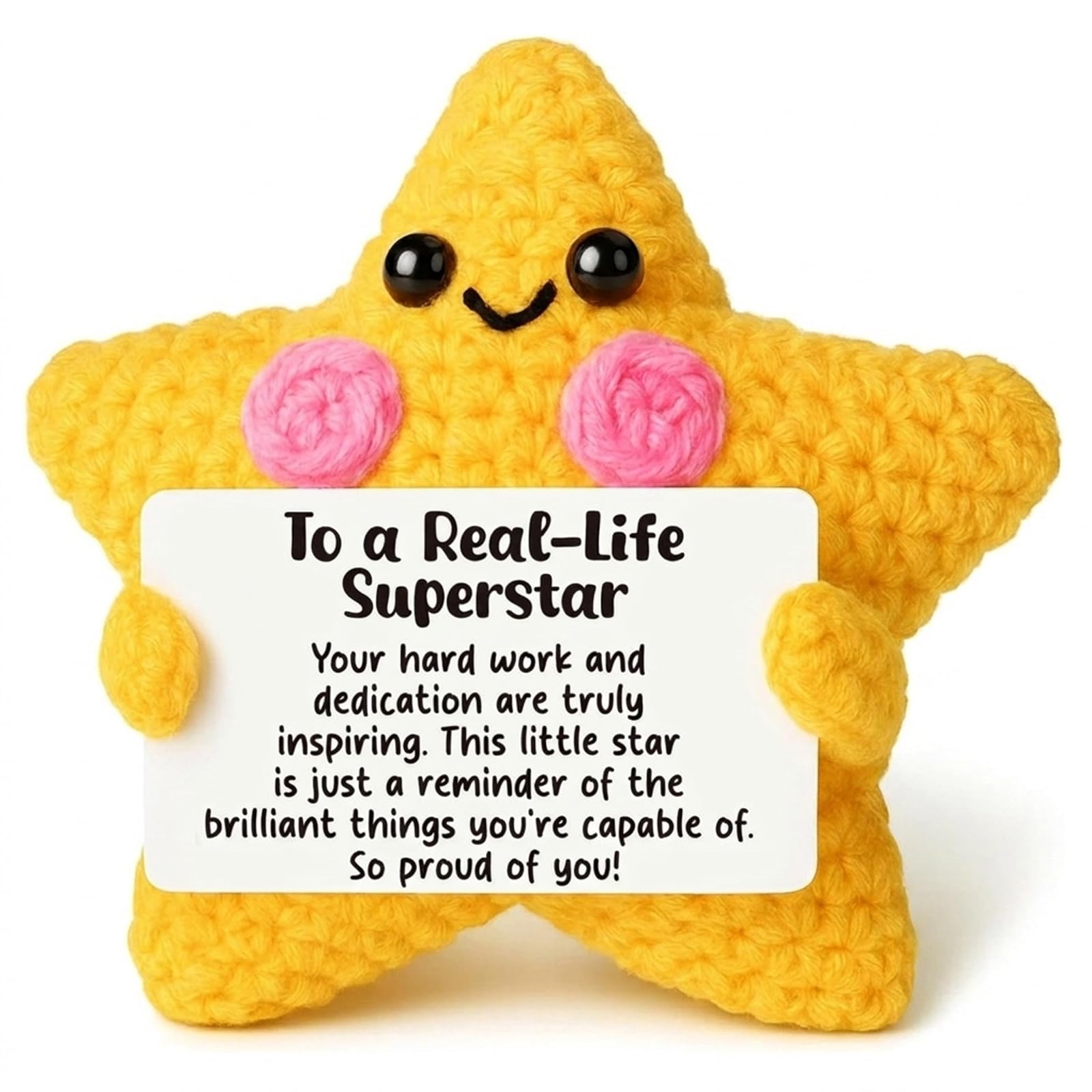 Proud of You Gifts, Congratulations Gifts for Graduation and Achievements, Emotional Support Crochet Star Card for Friends and Colleagues, Well Done Gifts for Workplace Encouragement and Special Occas