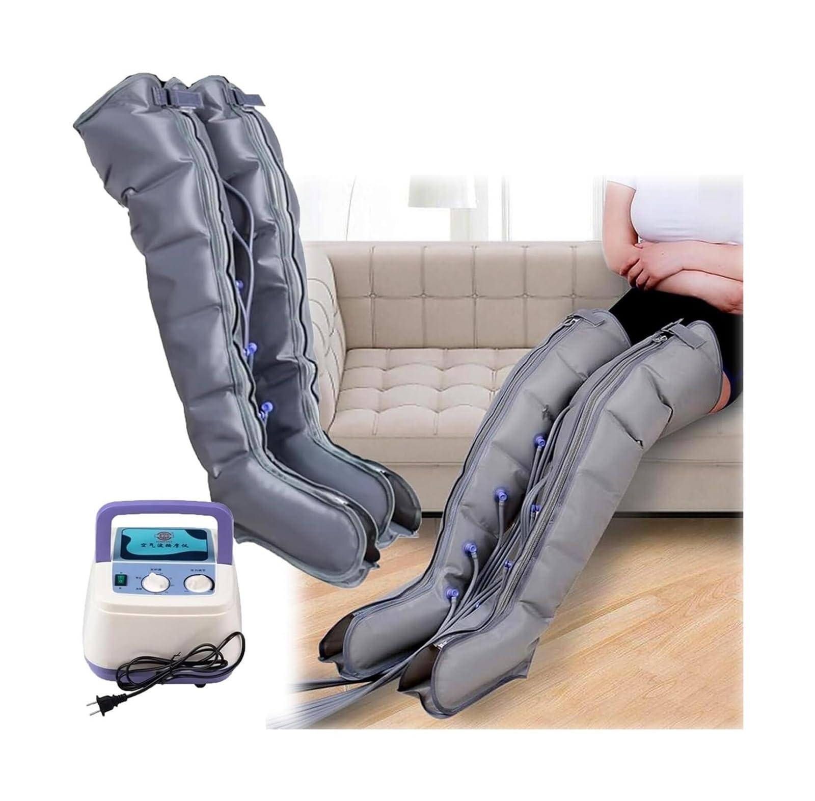 Massaggiatore a Compressione d’Aria per Drenaggio Linfatico - Gambe, Braccia e Fianchi con 6 Camere, Pressione Regolabile e Silenzioso - Pressoterapia per Sportivi e Anziani
