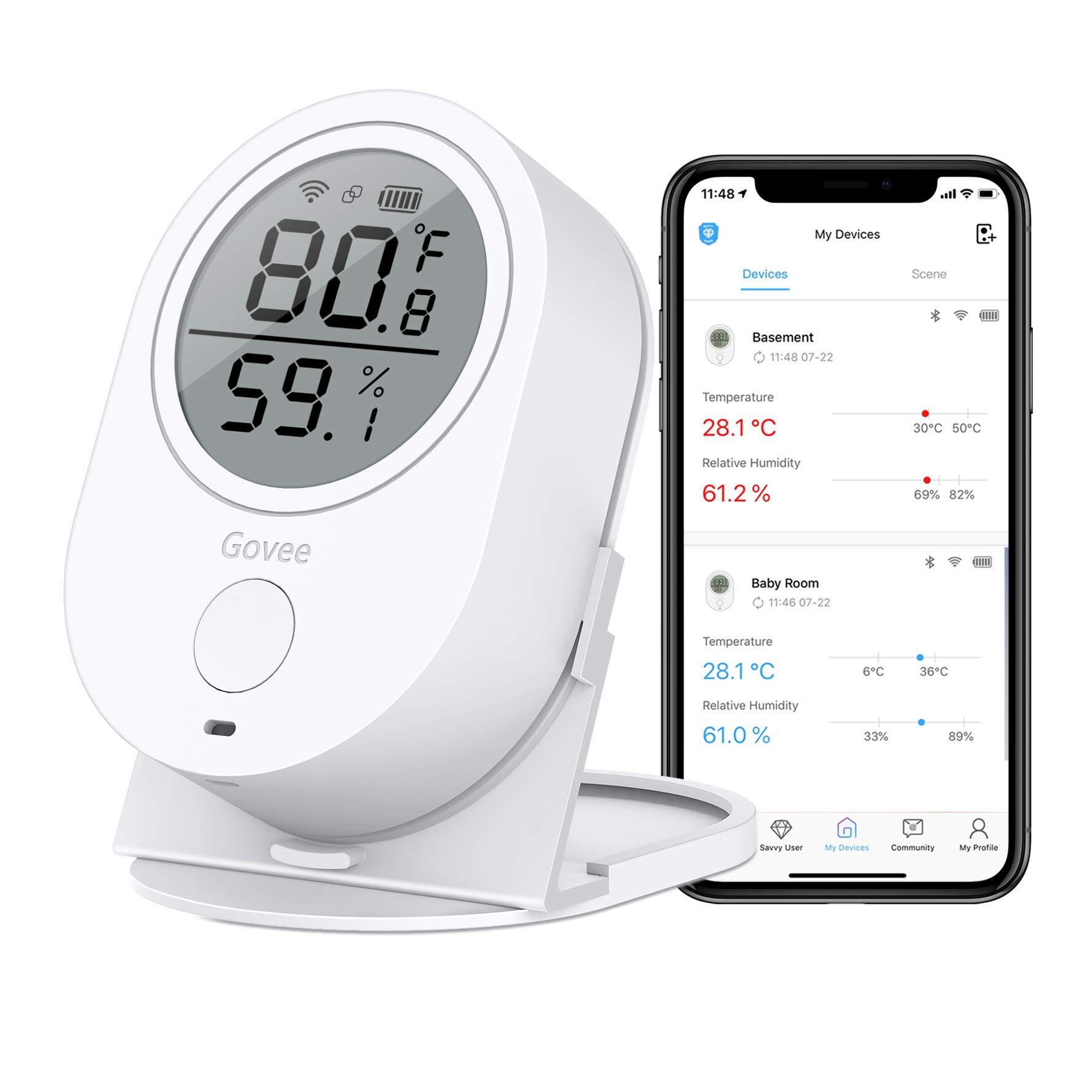 Govee WiFi Temperature Humidity Monitor, Wireless Digital Indoor