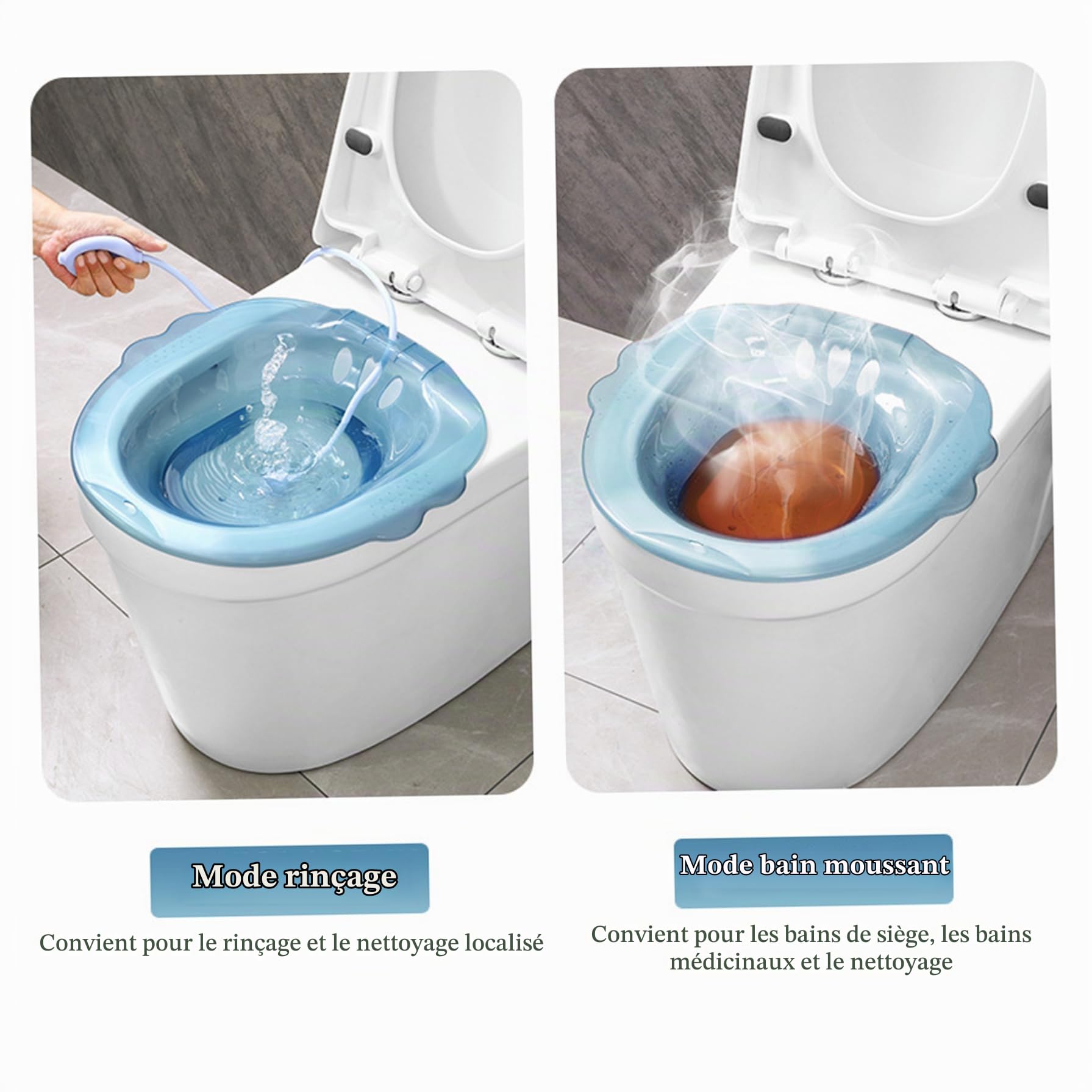 Baignoire de Sitz Portable sur Les Toilettes bassin de Bain Sitz avec Chasseur pour la Grossesse et récupération Post-Partum, hémorroïdes, Accessoire bidet