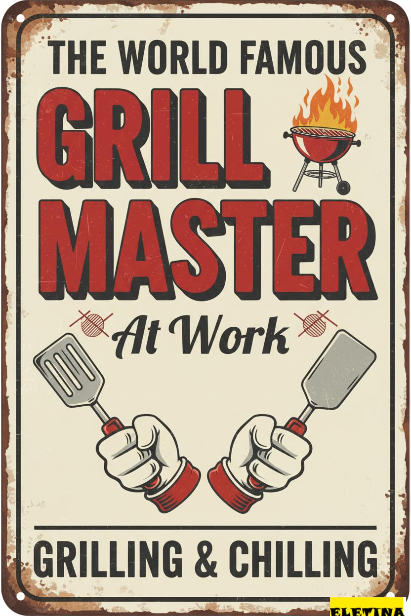 Vintage Metal Tin Sign for Grilling Chilling Wall Decor Bar Pub Kitchen Diningroom Restaurant Iron S Decoration Funny Sayings Retro Art Poster Durable Plaque Decorative 8x12 Inch Private Property