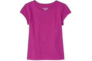 Hot Pink Short Sleeve Kids Basic Shirt For Layering