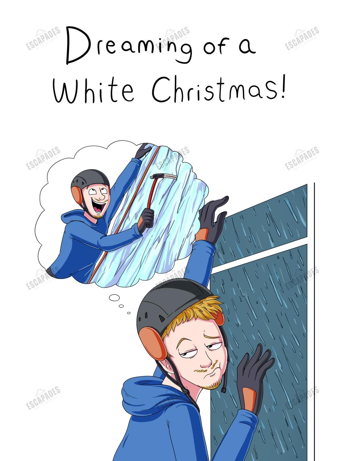 Escapades Climbing Christmas Cards Pack, 5x7 Inch Holiday Greeting Cards with Humorous Winter Sports Theme, Set of 5 Adventure-Themed Illustrations - Image 3