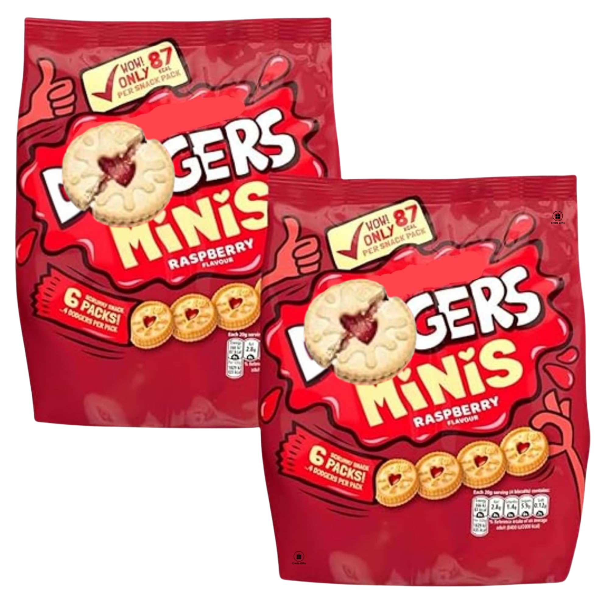 Jammie Dodgers Bundle with Mini's Raspberry Flavour 6x20g Bags (2 Pack)