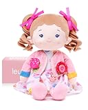 LeyaDoll Soft Bady Educational Soft Baby Doll(16''), Learning Sensory Doll for Toddlers, Montessori Toys for 2-Year-Old Girls Christmas, Birthday Gifts, Plush Doll with Button-Busy Cupcake-Girl